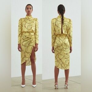 Ronny Kobo Yellow Chain Pattern Kaira Dress SZ XS